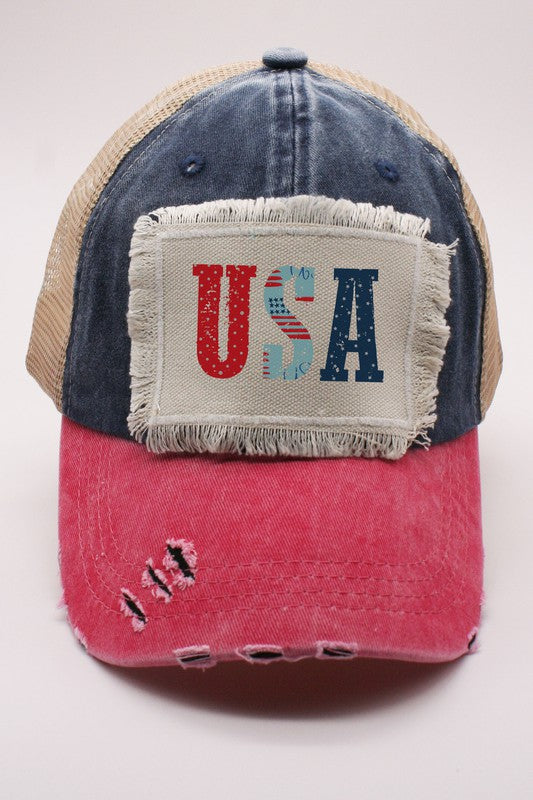 Usa Letters Distressed Patch Hat for Sale