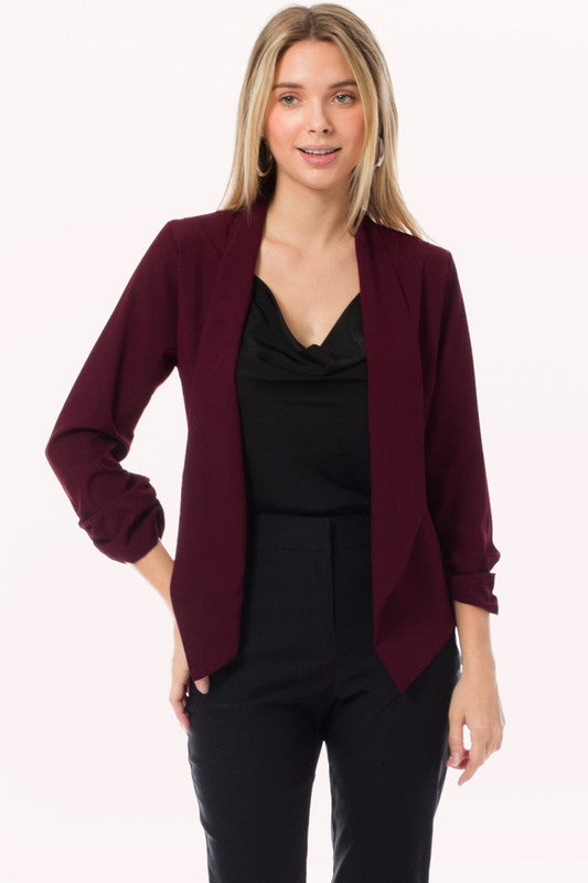 Plus Size Thin Lightweight Open Front Blazer