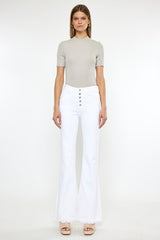High Rise White Flare Jeans
