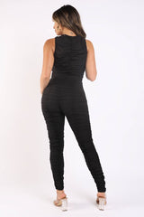 Track Zipper All Over Ruched Jumpsuit