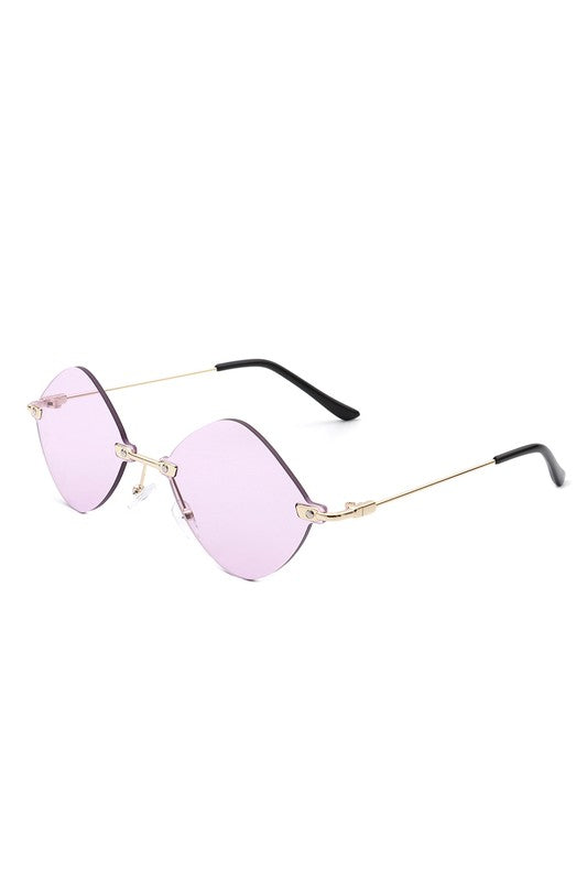 Rimless Round Geometric Rimless Fashion Sunglasses