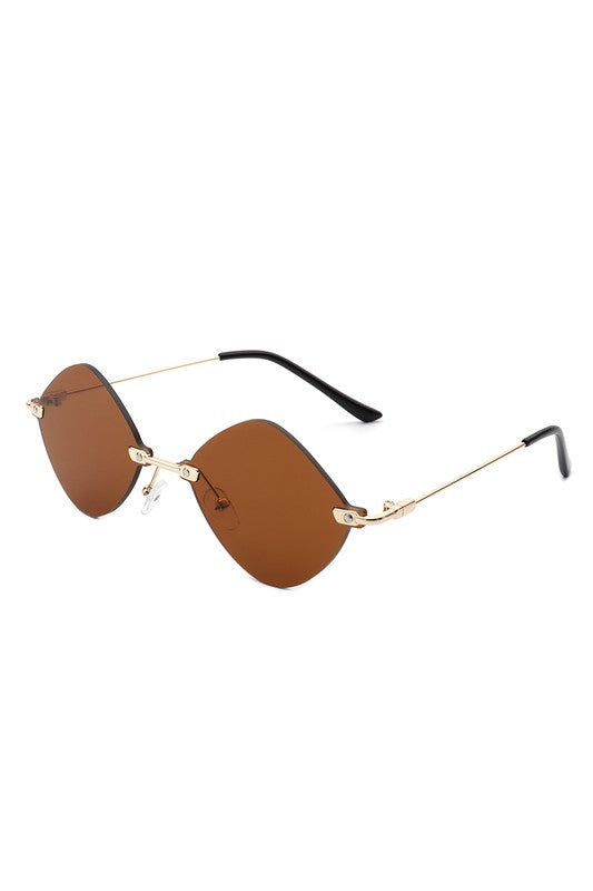 Rimless Round Geometric Rimless Fashion Sunglasses