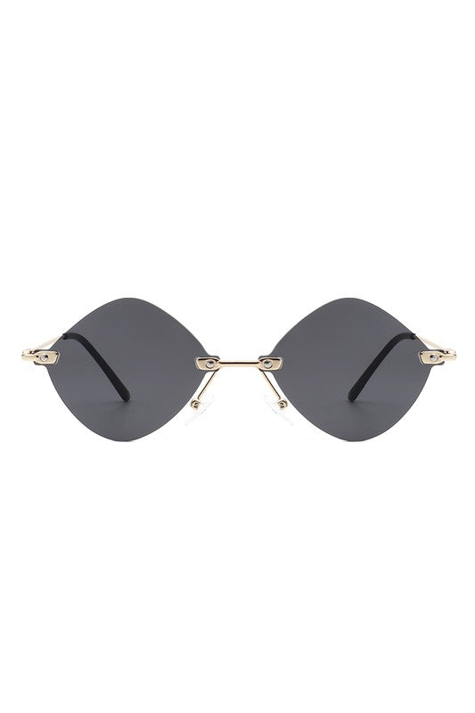 Rimless Round Geometric Rimless Fashion Sunglasses
