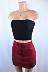 Zipper Suede Mini Skirt