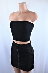 Zipper Suede Mini Skirt