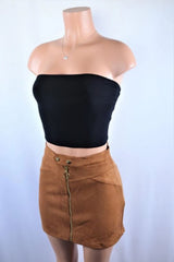 Zipper Suede Mini Skirt