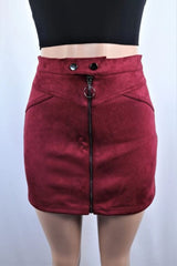 Zipper Suede Mini Skirt
