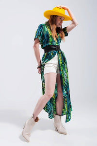 Maxi Shirt Dress in Tropical Print 