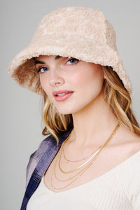 Spotted Teddy Fur Bucket Hat
