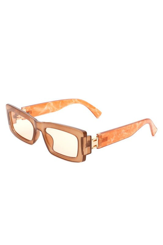 Retro Narrow Rectangle Flat Top Slim Sunglasses