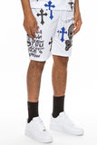 Weiv Mens Chrome Cross Skull Shorts