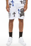 Weiv Mens Chrome Cross Skull Shorts