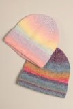 Gradient Ribbed Cuff Knit Beanie Hat