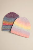 Gradient Ribbed Cuff Knit Beanie Hat