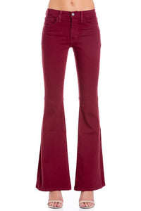 High Waist Flare Denim Pants Chocolate