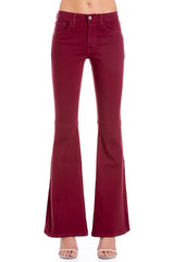 High Waist Flare Denim Pants Chocolate