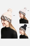 Luxury Soft Beanie Hat w Leopard Print Cuff