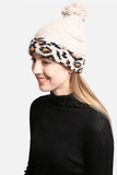 Luxury Soft Beanie Hat w Leopard Print Cuff