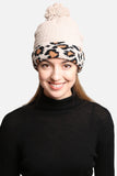 Luxury Soft Beanie Hat w Leopard Print Cuff