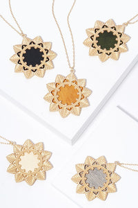 Flower Shaped Wood Long Necklaces