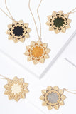 Flower Shaped Wood Long Necklaces