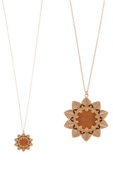 Flower Shaped Wood Long Necklaces