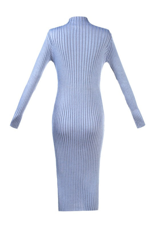 Full Sleeved Rib Knit Bodycon Dress for sale