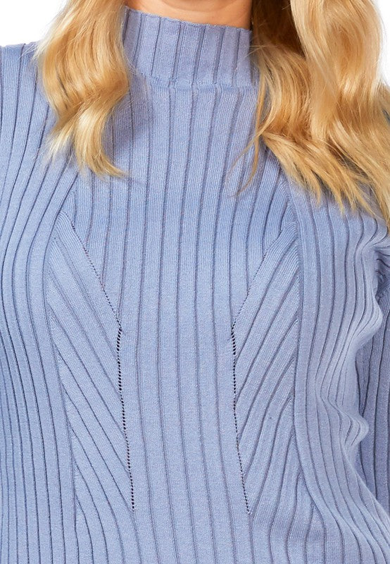 Full Sleeved Rib Knit Bodycon Dress for sale