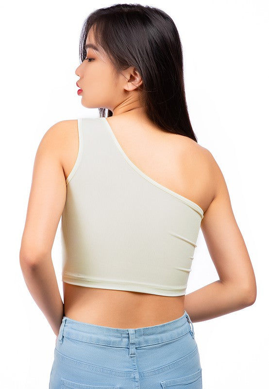 One Shoulder Knitted Crop Top