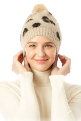Soft Fuzzy Leopard Print Beanie Hat