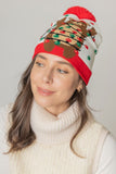 Holiday Bear Print Knit Beanie Hat