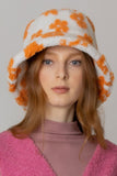 Winter Flower Pattern Sherpa Bucket Hat