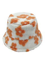 Winter Flower Pattern Sherpa Bucket Hat