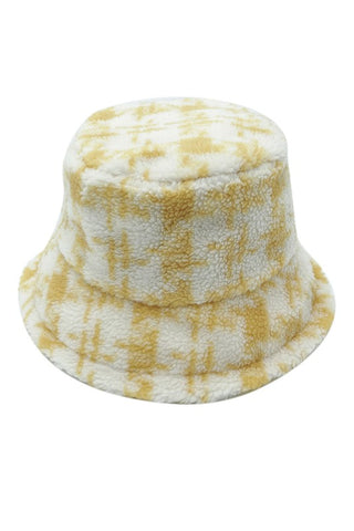 Winter Plaid Pattern Sherpa Bucket Hat