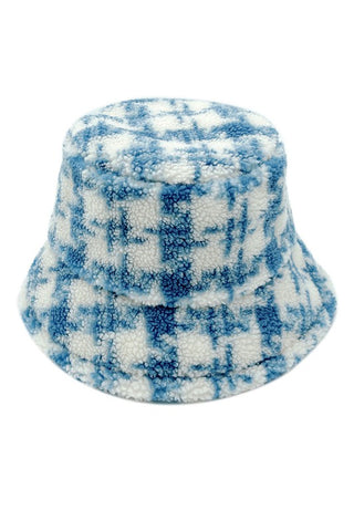 Winter Plaid Pattern Sherpa Bucket Hat