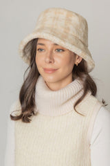 Winter Plaid Pattern Sherpa Bucket Hat