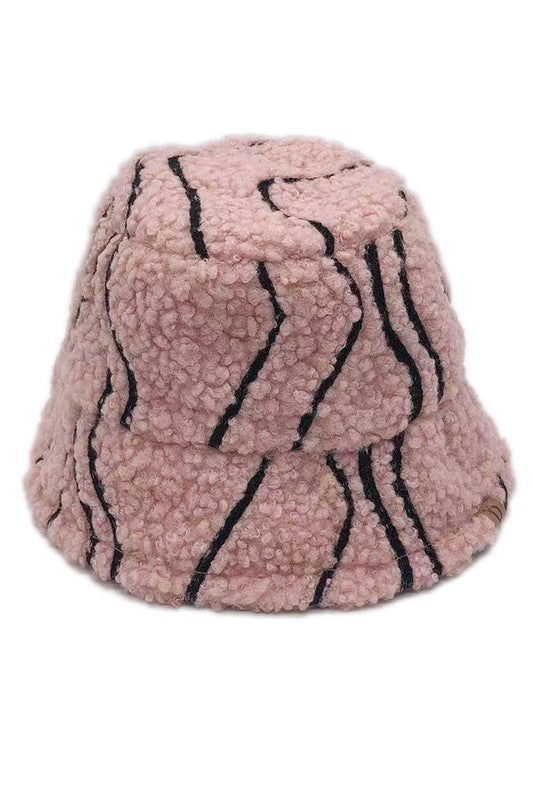 Winter Geometric Pattern Sherpa Bucket Hat