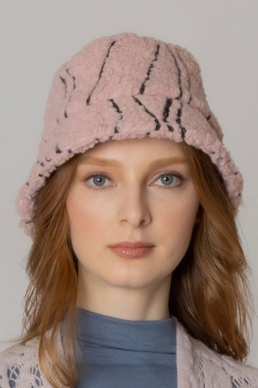 Winter Geometric Pattern Sherpa Bucket Hat