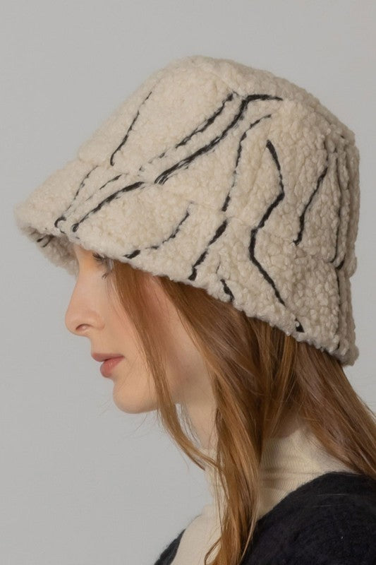 Winter Geometric Pattern Sherpa Bucket Hat