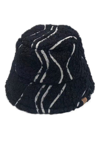 Winter Geometric Pattern Sherpa Bucket Hat