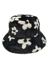 Floral Printed Faux Fur Bucket Hat