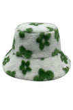 Floral Printed Faux Fur Bucket Hat