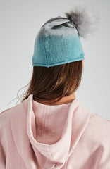 Tie Dye Pom Slouchy Beanie Vegan Faux Fur