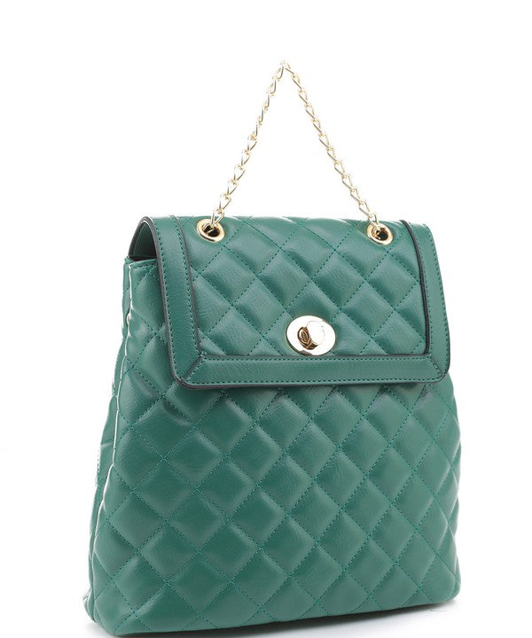 Quilted Twistlock Fashion Backpack