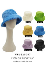 Winter Solid Color Trendy Fuzzy Fur Bucket Hat
