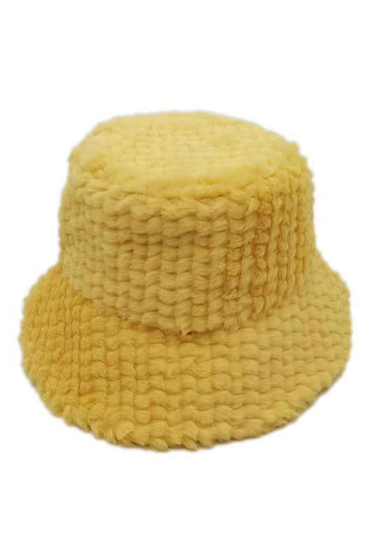 Winter Solid Color Trendy Fuzzy Fur Bucket Hat