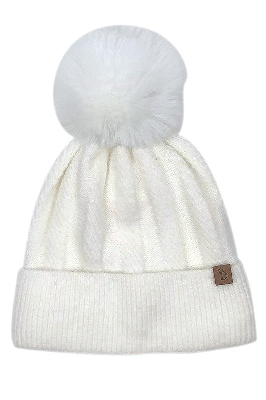 Knitted Beanie with Pom-pom