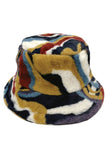 Marble Print Faux Fur Bucket Hat