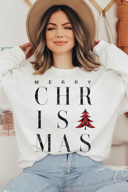 Merry Christmas Graphic Sweatshirt Plus Size 
