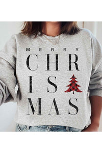Merry Christmas Graphic Sweatshirt Plus Size 